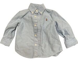 Boys Polo by Ralph Lauren Classic Blue Button Down Shirt